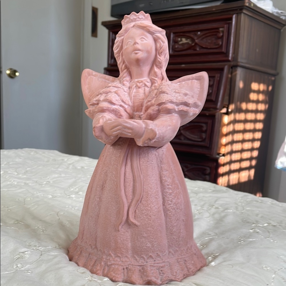Vintage Terracotta Pottery Angel Figurine Size 11” Tall & 5” wide